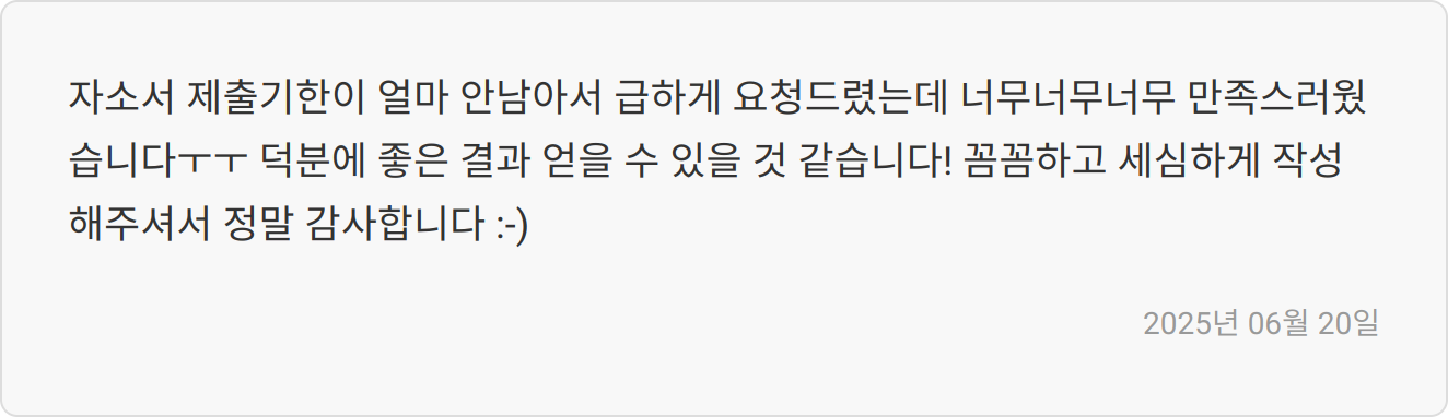 자기소개서 첨삭 리뷰