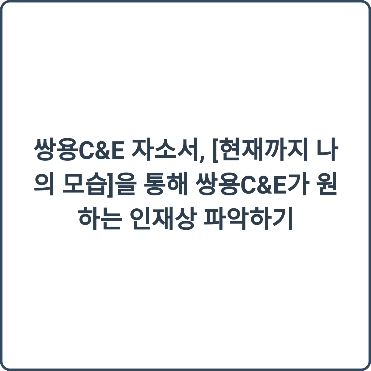 쌍용C&E 자소서 첨삭